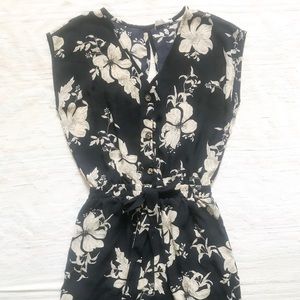 Navy Blue Floral Midi Dress Size S